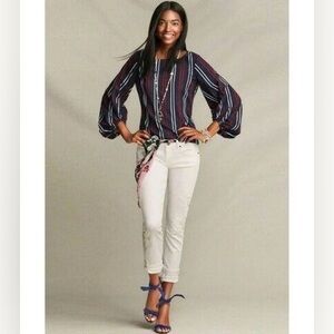 Cabi Red White and Blue Striped Blouse, Size Medium, #6616